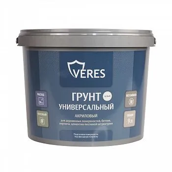 ГРУНТ ВД-АК ПО ДЕРЕВУ ДЛЯ НАРУЖНЫХ И ВНУТР. РАБОТ 9 Л (1) "VERES"