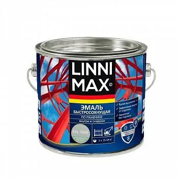 ГРУНТ- ЭМАЛЬ ПО РЖАВЧИНЕ БЫСТРОСОХН. СЕРАЯ (RAL 7040) 1,6 Л (1/4) "LINNIMAX"