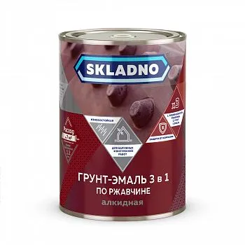 ГРУНТ- ЭМАЛЬ ПО РЖАВЧИНЕ "SKLADNO" 3 В 1 ЗЕЛЕНЫЙ 0,8 КГ (1/14)