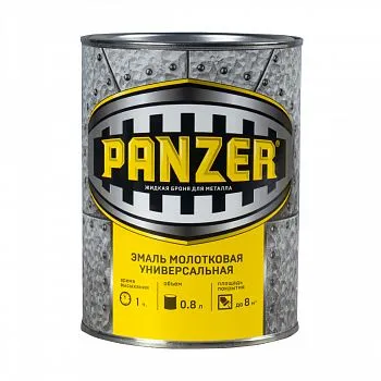 ЭМАЛЬ УНИВЕРСАЛЬНАЯ МОЛОТКОВАЯ СЕРЕБРИСТО-ЗЕЛЕНАЯ 0,8 Л (1/14) "PANZER"