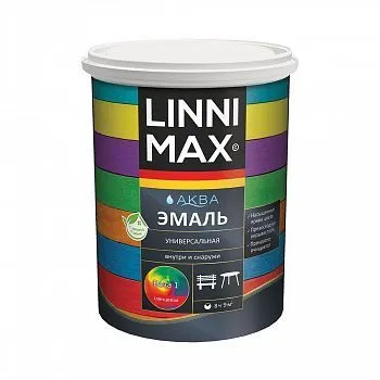 ЭМАЛЬ АКРИЛОВАЯ "АКВА" УНИВЕРС. ГЛЯНЦ. БАЗА 1 БЕЛАЯ 0,9 Л (1) "LINNIMAX"