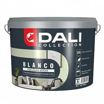 КРАСКА "DALI COLLECTION" BLANCO ДЛЯ СТЕН И ПОТОЛКОВ ГЛУБОКОМАТОВАЯ БАЗА А 9 Л (1) "РОГНЕДА"