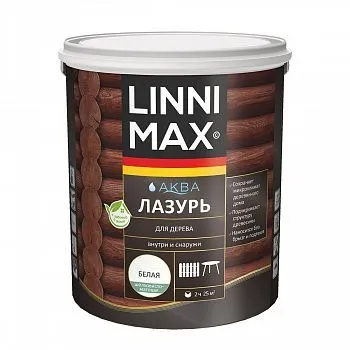 ЛАЗУРЬ ДЕРЕВОЗАЩИТНАЯ "АКВА" БЕЛАЯ 2,5 Л (1) "LINNIMAX"