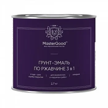 ГРУНТ- ЭМАЛЬ ПО РЖАВЧИНЕ  3 В 1 БЕЛАЯ 2,7 КГ (1/6) "MASTERGOOD"