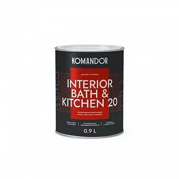 КРАСКА "INTERIOR BATH&KITCHEN 20" ВЛАГОСТОЙКАЯ БАЗА A 0,9 Л (1/6) "KOMANDOR"