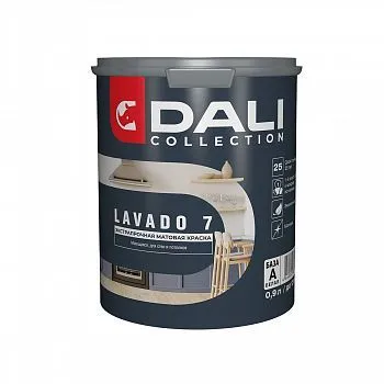 КРАСКА "DALI COLLECTION" LAVADO 7 ДЛЯ СТЕН И ПОТОЛКОВ ЭКСТРАПРОЧНАЯ МОЮЩАЯСЯ БАЗА А 0,9 Л (1/6) "РОГНЕДА"