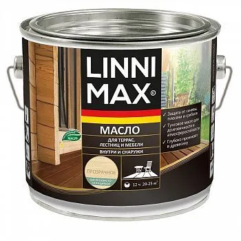 МАСЛО ДЛЯ ТЕРРАС, ЛЕСТНИЦ, МЕБЕЛИ БЕСЦВЕТНОЕ 2 Л (1/4) "LINNIMAX"