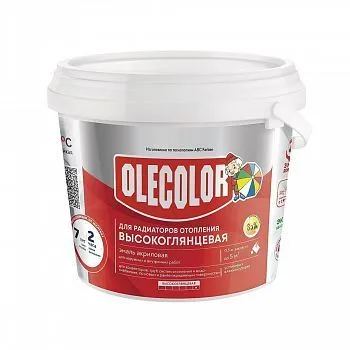 ЭМАЛЬ АКРИЛОВАЯ ДЛЯ РАДИАТОРОВ ВЫСОКОГЛЯНЦЕВАЯ БЕЛАЯ 1 КГ (1/6) "OLECOLOR"
