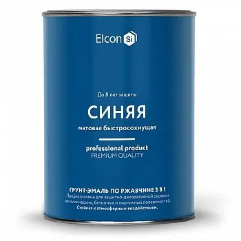 ГРУНТ-ЭМАЛЬ ПО РЖАВЧИНЕ 3 В 1 МАТОВАЯ СИНЯЯ  0,8 КГ (1/12) "ELCON"
