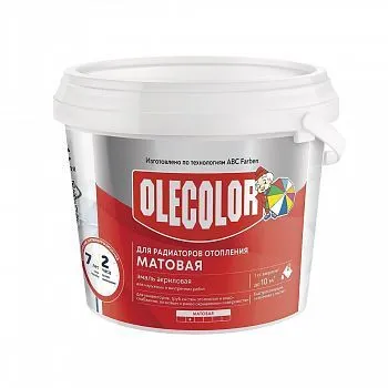 ЭМАЛЬ АКРИЛОВАЯ ДЛЯ РАДИАТОРОВ МАТОВАЯ БЕЛАЯ 0,5 КГ (1/12) "OLECOLOR"