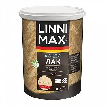 ЛАК АКРИЛОВЫЙ "АКВА" ПАРКЕТНЫЙ ГЛЯНЦ. 0,9 Л (1) "LINNIMAX"