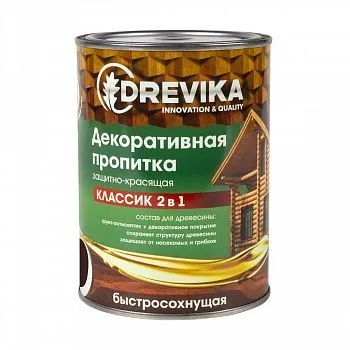 ПРОПИТКА ДЕКОРАТИВНАЯ "КЛАССИК 2 В 1" КАШТАН 0,75 Л (1/8) "DREVIKA"