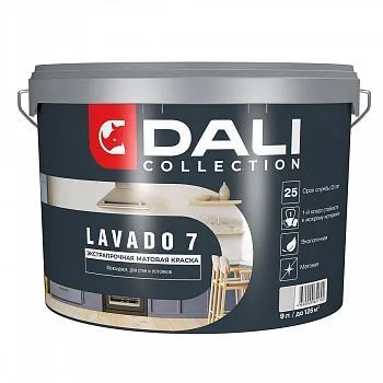 КРАСКА "DALI COLLECTION" LAVADO 7 ДЛЯ СТЕН И ПОТОЛКОВ ЭКСТРАПРОЧНАЯ МОЮЩАЯСЯ БАЗА С 9 Л (1) "РОГНЕДА"