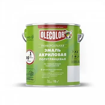 ЭМАЛЬ АКРИЛОВАЯ ПОЛУГЛЯНЦЕВАЯ БЕЛАЯ 3 КГ (1/4) "OLECOLOR"