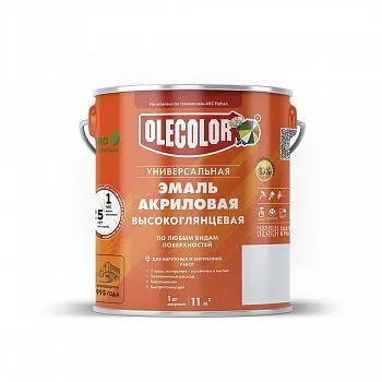 ЭМАЛЬ АКРИЛОВАЯ ВЫСОКОГЛЯНЦЕВАЯ БЕЛАЯ 3 КГ (1/4) "OLECOLOR"