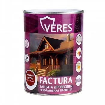ПРОПИТКА ДЕКОРАТИВНАЯ "FACTURA" КРАСНОЕ ДЕРЕВО 0,8 Л (1/8) "VERES"