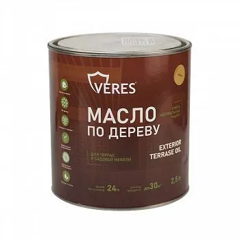 МАСЛО ПО ДЕРЕВУ "EXTERIOR TERRASE OIL" ДЛЯ НАРУЖНЫХ РАБОТ СОСНА 2,5 Л (1/6) "VERES"