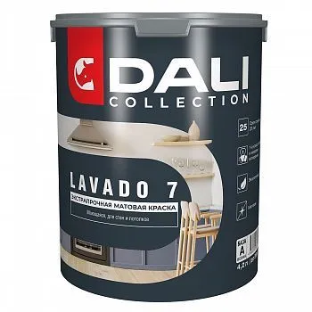 КРАСКА "DALI COLLECTION" LAVADO 7 ДЛЯ СТЕН И ПОТОЛКОВ ЭКСТРАПРОЧНАЯ МОЮЩАЯСЯ БАЗА А 4,2 Л (1) "РОГНЕДА"