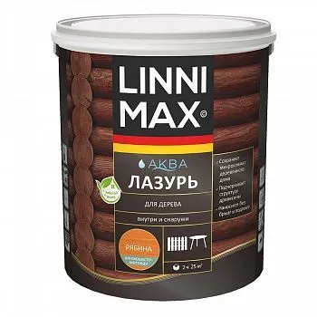 ЛАЗУРЬ ДЕРЕВОЗАЩИТНАЯ "АКВА" РЯБИНА 2,5 Л (1) "LINNIMAX"