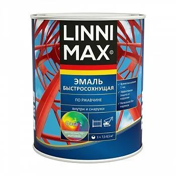 ГРУНТ- ЭМАЛЬ ПО РЖАВЧИНЕ БЫСТРОСОХН. СЕРЫЙ ГРАФИТ (RAL 7024) 2,5 Л (1/4) "LINNIMAX"
