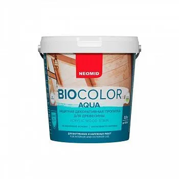 ПРОПИТКА ЗАЩИТНАЯ ДЕКОРАТИВНАЯ ДЛЯ ДРЕВЕСИНЫ "BIO COLOR AQUA" 0,9 Л БЕЛАЯ (6) "NEOMID"