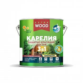 СОСТАВ ЗАЩИТНО-КРАСЯЩИЙ 3 В 1 "КАРЕЛИЯ" БЕЛЫЙ 2,7 Л (1/4) "WOOD EXTRA"