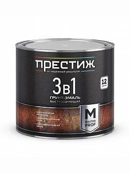 ГРУНТ- ЭМАЛЬ ПО РЖАВЧИНЕ 3 В 1 БЫСТРОСОХНУЩАЯ КРАСНО-КОРИЧНЕВАЯ 1,9 КГ (1/6) "ПРЕСТИЖ"