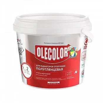 ЭМАЛЬ АКРИЛОВАЯ ДЛЯ РАДИАТОРОВ ПОЛУГЛЯНЦЕВАЯ БЕЛАЯ 1 КГ (1/6) "OLECOLOR"