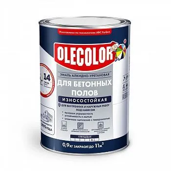 ЭМАЛЬ ДЛЯ БЕТОННЫХ ПОЛОВ БЕЛАЯ 2,7 КГ (1/6) "OLECOLOR"