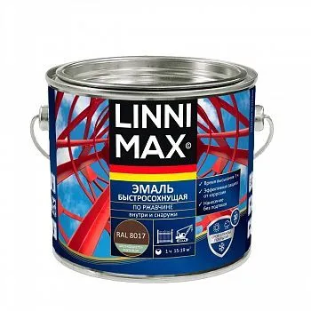 ГРУНТ- ЭМАЛЬ ПО РЖАВЧИНЕ БЫСТРОСОХН. ШОКОЛАДНАЯ (RAL 8017) 1,6 Л (1/4) "LINNIMAX"