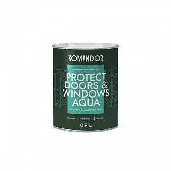 ЭМАЛЬ "PROTECT DOORS&WINDOWS AQUA" ДЛЯ ОКОН И ДВЕРЕЙ БАЗА A 0,9 Л (1/6) "KOMANDOR"