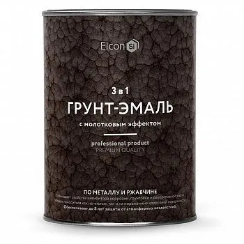 ГРУНТ-ЭМАЛЬ ПО РЖАВЧИНЕ 3 В 1 МОЛОТКОВАЯ СИНЯЯ 0,8 КГ (1/12) "ELCON"