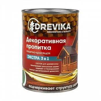 ПРОПИТКА ДЕКОРАТИВНАЯ "ЭКСТРА 3 В 1" ОЛИВА 0,8 Л (1/8) "DREVIKA"