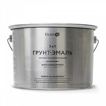 ГРУНТ-ЭМАЛЬ ПО РЖАВЧИНЕ 3 В 1 МАТОВАЯ ЗЕЛЕНАЯ 10 КГ (1) "ELCON"