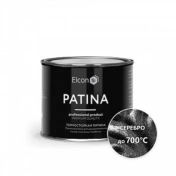 КРАСКА ДЕКОРАТИВНАЯ ТЕРМОСТОЙКАЯ "PATINA" СЕРЕБРО 0,2 КГ (1/20) "ELCON"