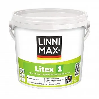 КРАСКА ИНТЕРЬЕРНАЯ "LITEX 1" БАЗА 3 (БЕСЦВЕТНАЯ) 2,35 Л (1) "LINNIMAX"