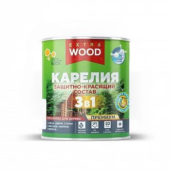 СОСТАВ ЗАЩИТНО-КРАСЯЩИЙ 3 В 1 "КАРЕЛИЯ" БЕЛЫЙ 0,75 Л (1/8) "WOOD EXTRA"