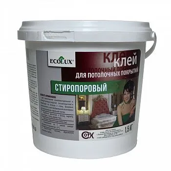 КЛЕЙ СТИРОПОРОВЫЙ ДЛЯ ПОТОЛОЧНЫХ ПОКРЫТИЙ "ECOLUX" 1,5 КГ (6)