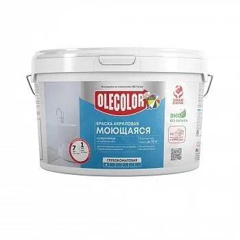 КРАСКА АКРИЛОВАЯ ИНТЕРЬЕРНАЯ МОЮЩАЯСЯ БАЗА С 2,5 Л (6) "OLECOLOR"