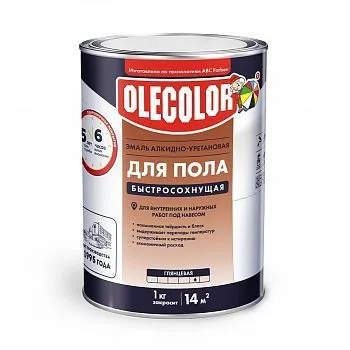ЭМАЛЬ ДЛЯ ПОЛА БЫСТРОСОХНУЩАЯ КРАСНО-КОРИЧНЕВАЯ 0,8 КГ (1/14) "OLECOLOR"
