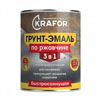 ГРУНТ- ЭМАЛЬ ПО РЖАВЧИНЕ 3 В 1 БЫСТРОСОХНУЩАЯ БЕЛАЯ (RAL 9010) 1,9 КГ (1/6) "KRAFOR"