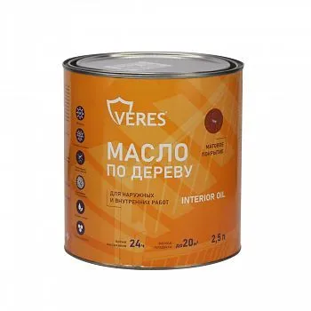 МАСЛО ПО ДЕРЕВУ "INTERIOR OIL" ДЛЯ ВНУТР. И НАРУЖНЫХ РАБОТ ТИК 2,5 Л (1/6) "VERES"