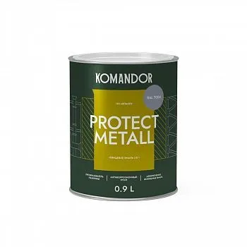 ГРУНТ-ЭМАЛЬ ПО РЖАВЧИНЕ 3 В 1 "PROTECT METALL" ГЛЯНЦЕВАЯ 0,9 Л СЕРАЯ RAL 7004 (1/6) "KOMANDOR"