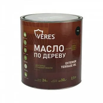 МАСЛО ПО ДЕРЕВУ "EXTERIOR TERRASE OIL" ДЛЯ НАРУЖНЫХ РАБОТ ГРАФИТ 2,5 Л (1/6) "VERES"