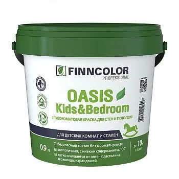 КРАСКА "OASIS KIDS&BEDROOM" БАЗА A 0,9 Л (1/6) ДЛЯ СТЕН И ПОТОЛКОВ "FINNCOLOR"