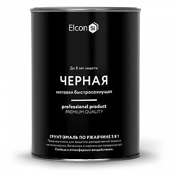 ГРУНТ-ЭМАЛЬ ПО РЖАВЧИНЕ 3 В 1 МАТОВАЯ ЧЕРНАЯ  0,8 КГ (1/12) "ELCON"