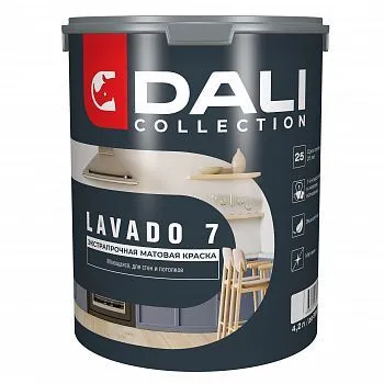 КРАСКА "DALI COLLECTION" LAVADO 7 ДЛЯ СТЕН И ПОТОЛКОВ ЭКСТРАПРОЧНАЯ МОЮЩАЯСЯ БАЗА С 4,2 Л (1) "РОГНЕДА"