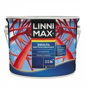 ГРУНТ- ЭМАЛЬ ПО РЖАВЧИНЕ БЫСТРОСОХН. СЕРАЯ (RAL 7040) 2,5 Л (1/4) "LINNIMAX"