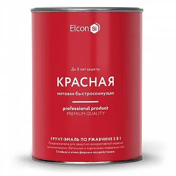 ГРУНТ-ЭМАЛЬ ПО РЖАВЧИНЕ 3 В 1 МАТОВАЯ КРАСНАЯ  0,8 КГ (1/12) "ELCON"