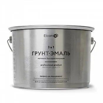 ГРУНТ-ЭМАЛЬ ПО РЖАВЧИНЕ 3 В 1 МАТОВАЯ КРАСНО-КОРИЧНЕВАЯ 10 КГ (1) "ELCON"